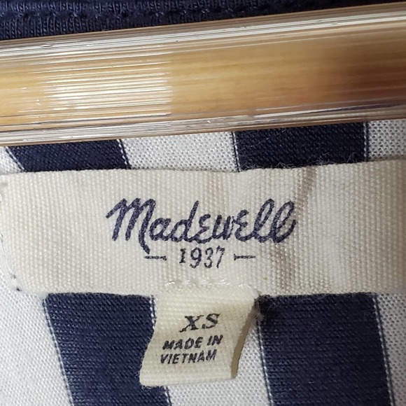 Madewell Anthem Long Sleeve V-Neck Tee Striped Blue White Size XS - Picture 8 of 9